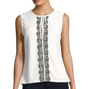 Karl Lagerfeld Career Lace White/Black Tank | XS